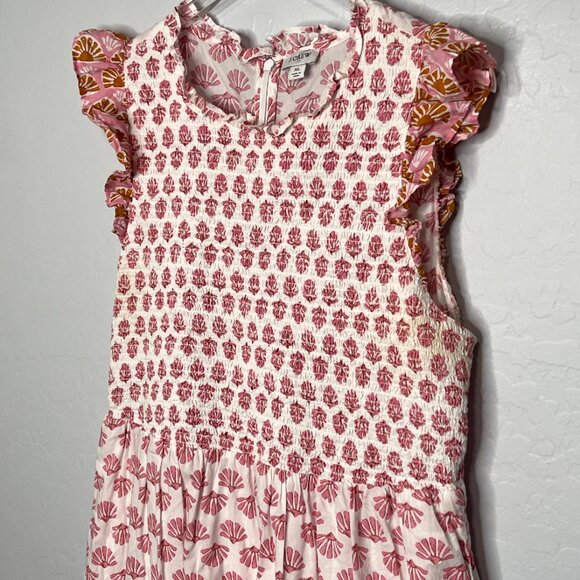 J. Crew Orange Ruffle Sun Shell Print Dress Size XL - Picture 5 of 9